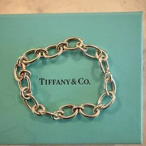 Tiffany & Co. Silver Link Bracelet on Tiffany Blue